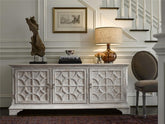 French Arched Carved Diamond Doors Buffet Sideboard Whitewash 160x40x80cm